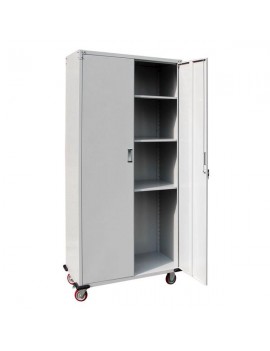 Metal Rolling Storage Cabinet Upright Tool Cabinet  Silver
